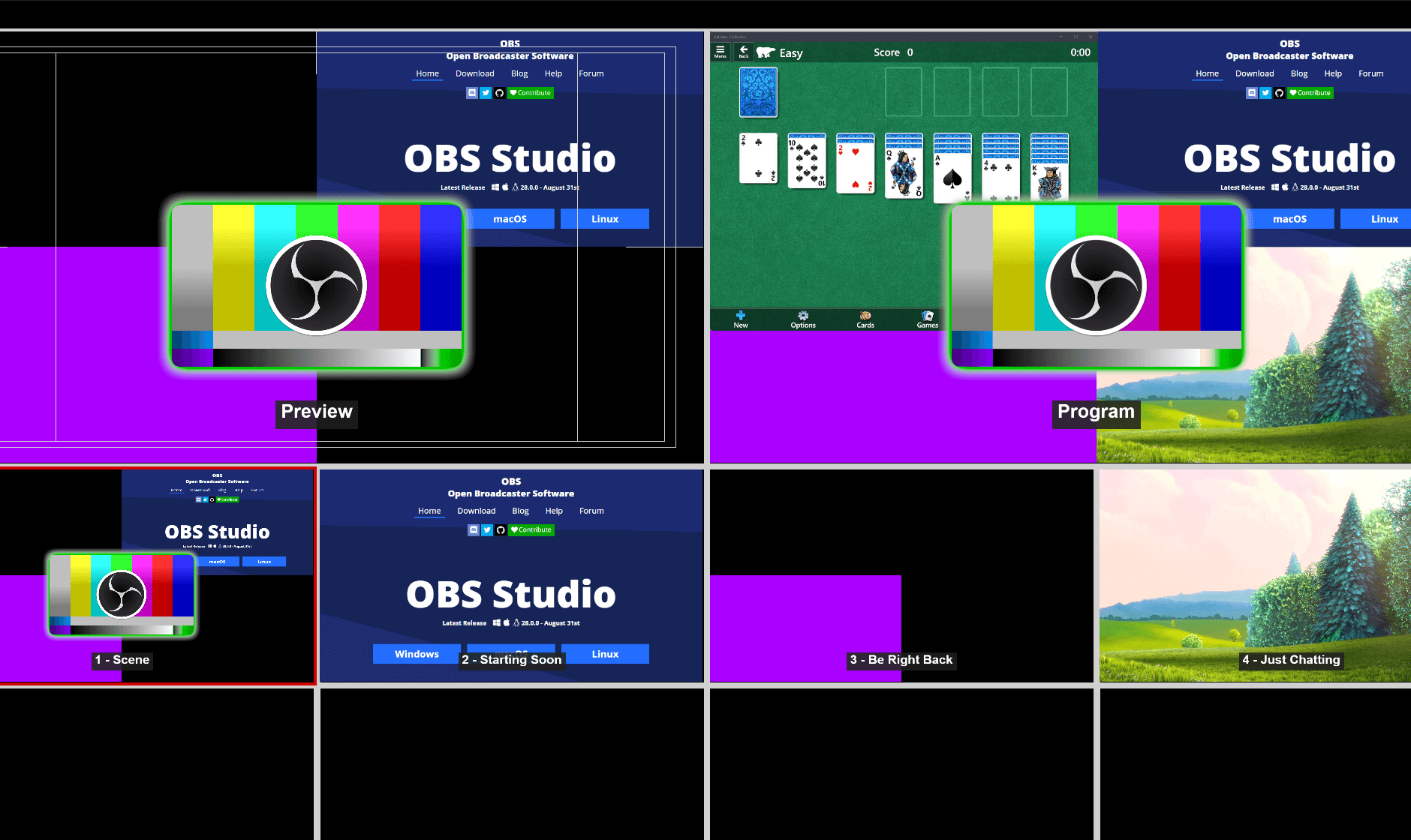 OBS Multiview - Control multiple scenes simultaneously